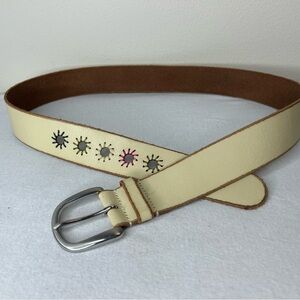 GAP Vintage Ivory Brown Leather Belt Size M Y2K 90s Western